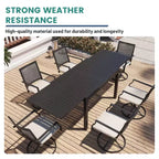 Mondawe 9-Piece Outdoor Dining Set,With 1 Piece Extendable Rectangle Table and 8 Piece 360 Degree Swivel Chair Patio Set