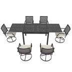 Mondawe 7-Piece Outdoor Dining ,With 1 Piece Extendable Rectangle Table and 6 Piece 360 Degree Swivel Chair Patio Set