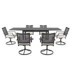 Mondawe 7-Piece Outdoor Dining ,With 1 Piece Extendable Rectangle Table and 6 Piece 360 Degree Swivel Chair Patio Set