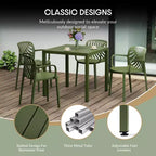 WestinTrends Playa 5-Piece Outdoor Metal Frame Square Dining Table Patio Set with Stackable Patio Dining Chairs
