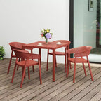 WestinTrends Playa 5-Piece Outdoor Metal Frame Square Dining Table Patio Set with Stackable Patio Dining Chairs