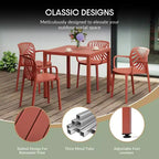 WestinTrends Playa 5-Piece Outdoor Metal Frame Square Dining Table Patio Set with Stackable Patio Dining Chairs