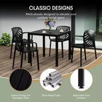 WestinTrends Playa 5-Piece Outdoor Metal Frame Square Dining Table Patio Set with Stackable Patio Dining Chairs
