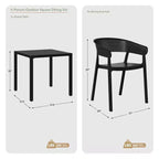 WestinTrends Playa 5-Piece Outdoor Metal Frame Square Dining Table Patio Set with Stackable Patio Dining Chairs