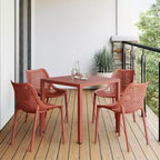 WestinTrends Playa 5-Piece Outdoor Patio Metal Frame Dining Table Set with Stackable Patio Dining Chairs