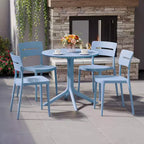 WestinTrends Playa Modern 5-Piece Resin Round Patio Dining Table Set with Stackable Patio Dining Chairs