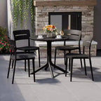 WestinTrends Playa Modern 5-Piece Resin Round Patio Dining Table Set with Stackable Patio Dining Chairs