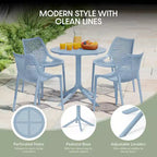 WestinTrends Playa Modern 5-Piece Resin Round Patio Dining Table Set with Stackable Patio Dining Chairs