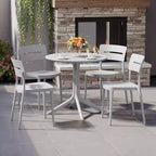 WestinTrends Playa Modern 5-Piece Resin Round Patio Dining Table Set with Stackable Patio Dining Chairs