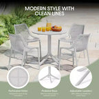 WestinTrends Playa Modern 5-Piece Resin Round Patio Dining Table Set with Stackable Patio Dining Chairs
