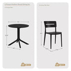 WestinTrends Playa Modern 5-Piece Resin Round Patio Dining Table Set with Stackable Patio Dining Chairs