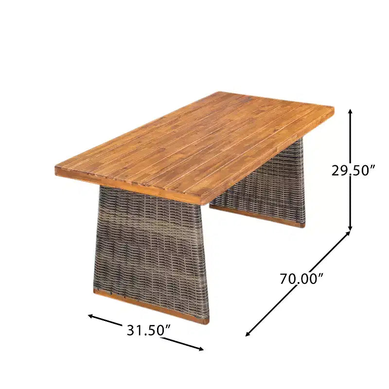 Christopher Knight Home Penelope Ensemble de salle à manger d'extérieur rustique 7 pièces en bois d'acacia avec table en rotin