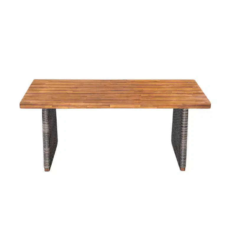 Christopher Knight Home Penelope Ensemble de salle à manger d'extérieur rustique 7 pièces en bois d'acacia avec table en rotin