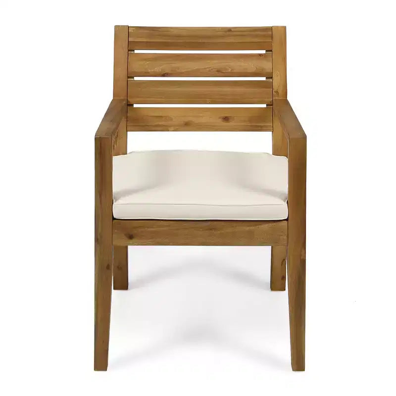 Christopher Knight Home Miranda Rustic 6 Piece Outdoor Rattan Acacia Wood Slatted Dining Set with Cushions