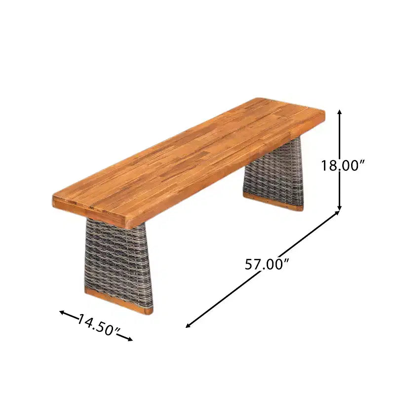 Christopher Knight Home Miranda Rustic 6 Piece Outdoor Rattan Acacia Wood Slatted Dining Set with Cushions