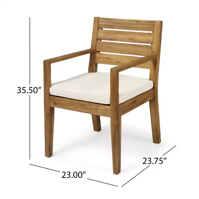 Christopher Knight Home Miranda Rustic 6 Piece Outdoor Rattan Acacia Wood Slatted Dining Set with Cushions