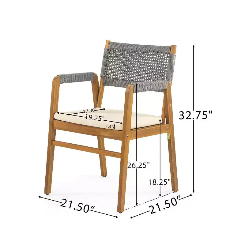 Christopher Knight Home Liliana Rustic 6 Piece Outdoor Acacia Wood Dining Set with Rattan Slatted Table and Cushions