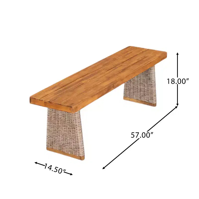 Christopher Knight Home Clara Rustic 6 Piece Outdoor Rattan Slatted Acacia Wood Dining Set with Cushions