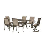 Mondawe 7 Pieces Cast Aluminum Outdoor Patio Dining Set with 2 Swivel Chair and 4 Armchairs and 1 Oval Table