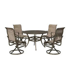 Mondawe 5 Pieces Outdoor Patio Dining Set with 53 in W Round Dining Table and 4 Swivel Rocking Chairs