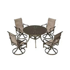 Mondawe 5 Pieces Outdoor Patio Dining Set with 48 in W Round Dining Table and 4 Swivel Rocking Chairs