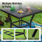 Captiva Designs 3pc Outdoor Patio Metal Bar Height Table & Bar Swivel Chair with Cushion and Armrest
