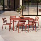Ensemble de salle à manger d'extérieur rectangulaire WestinTrends Playa 7 pièces en métal avec 6 chaises de salle à manger empilables en plastique