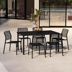 Ensemble de salle à manger d'extérieur rectangulaire WestinTrends Playa 7 pièces en métal avec 6 chaises de salle à manger empilables en plastique