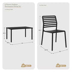 Ensemble de salle à manger d'extérieur rectangulaire WestinTrends Playa 7 pièces en métal avec 6 chaises de salle à manger empilables en plastique