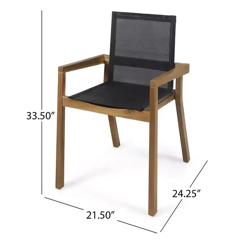Christopher Knight Home Copperfield Outdoor Mesh and Acacia Wood 7 Piece Dining Set