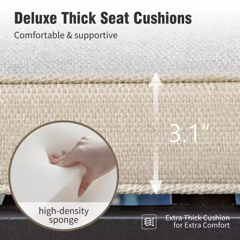 Captiva Designs Ensemble Repas d'Extérieur 7 Pièces - Table Rectangulaire en Acier à Lattes et Chaises Fixes en Rotin Beige