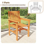 Costway 7 PCS Patio Wood Dining Table Set with 2 Umbrella Hole Outside Furniture Set