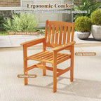 Costway 7 PCS Patio Wood Dining Table Set with 2 Umbrella Hole Outside Furniture Set