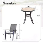 Captiva Designs 3pc Outdoor Patio Dining Steel Table & Gray Wood-look Arm Textilene Sling Chairs