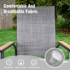 Captiva Designs 3pc Outdoor Patio Dining Steel Table & Gray Wood-look Arm Textilene Sling Chairs