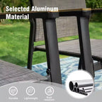 Captiva Designs 3pc Outdoor Patio Dining Steel Table & Gray Wood-look Arm Textilene Sling Chairs