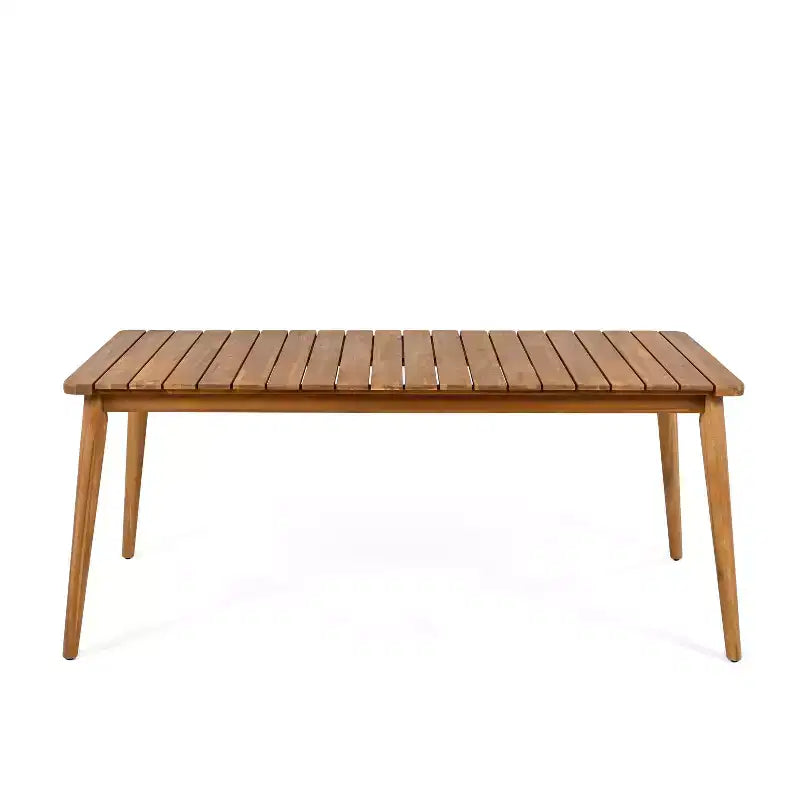 Christopher Knight Home Corin Rustic 7 Piece Outdoor Acacia Wood Woven Rope Dining Set with Slatted Table and Cushions
