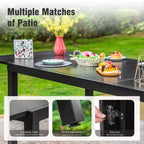 Captiva Designs 7pc Outdoor Patio Expandable Steel Dining Table & Brown Textilene Arm Chairs