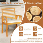 Costway 6PSCPatioDiningSet AcaciaWoodTableandBenchChairswith 1.97 Umbrella Hole
