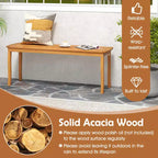 Costway 6PSCPatioDiningSet AcaciaWoodTableandBenchChairswith 1.97 Umbrella Hole