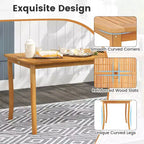 Costway 6PSCPatioDiningSet AcaciaWoodTableandBenchChairswith 1.97 Umbrella Hole
