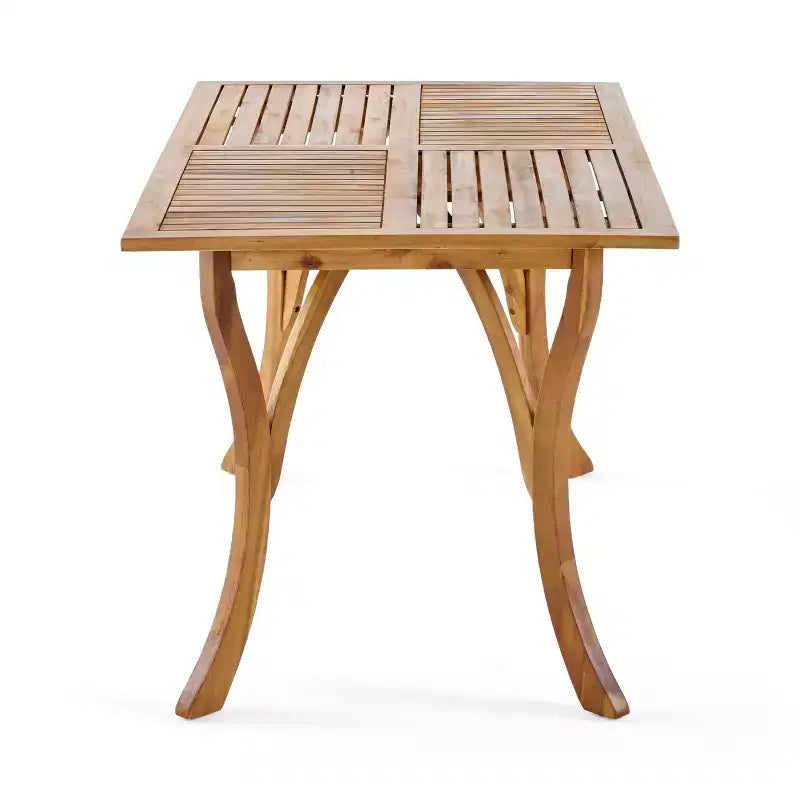 Christopher Knight Home Maurice 7 Piece Patio Rustic Acacia Wood Dining Set with Wicker Woven Chair