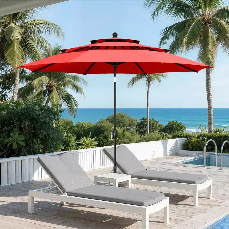 Captiva Designs 6pc Outdoor Patio Steel Dining Table & Swivel Metal Chairs & Market Umbrella