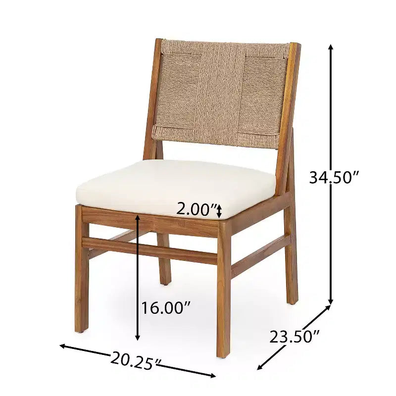 Christopher Knight Home Mabel Rustic 6 Piece Outdoor Acacia Wood Rattan Dining Set with Slatted Table and Cushions