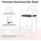 VINGLI 3-Piece Outdoor Bar Set, Aluminum Bar Height Table & 2 Chairs with Cushions, Counter Height Patio Furniture for Backyard, Poolside, Garden