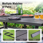 Captiva Designs 8pc Patio Dining Slat-top Steel Table & Aluminum Stackable Chairs & Market Umbrella