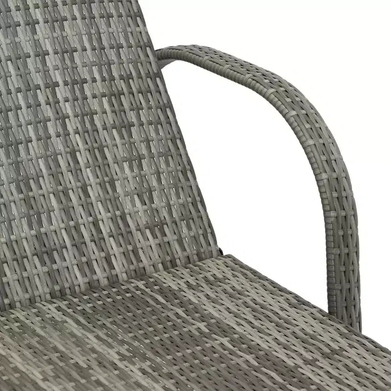 2 Reclining Chaise Lounge Chairs, Rolling Outdoor Chairs with Cushion, Pillow, Headrest, Armrests, and Wheels