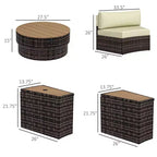 8 Piece Patio Furniture Set with 4 Rattan Sofa Chairs & 4 Tables with Storage & Umbrella Hole