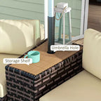 8 Piece Patio Furniture Set with 4 Rattan Sofa Chairs & 4 Tables with Storage & Umbrella Hole