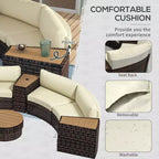 8 Piece Patio Furniture Set with 4 Rattan Sofa Chairs & 4 Tables with Storage & Umbrella Hole